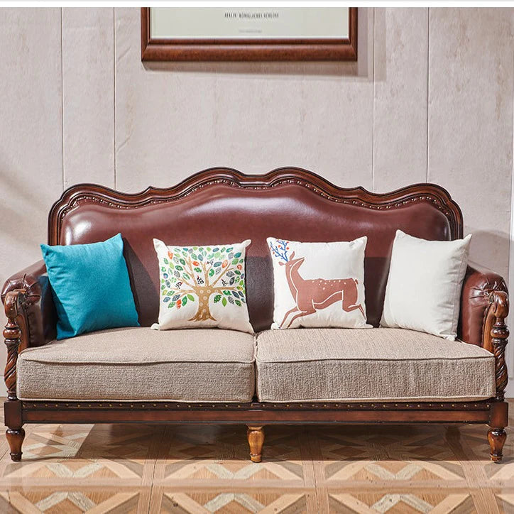 BOSTON HILTON American Solid Wood Sofa 1+2+3 Armrest Leather Cloth Sea