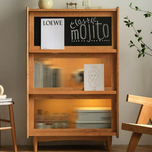 AMINA Solid Wood Bookcase & Cabinet Storage