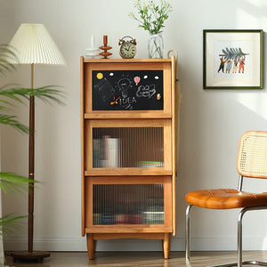 AMINA Solid Wood Bookcase & Cabinet Storage