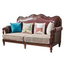 Load image into Gallery viewer, BOSTON HILTON American Solid Wood Sofa 1+2+3 Armrest Leather Cloth Seat