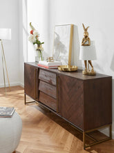 Load image into Gallery viewer, DELANEY Herringbone Solid Wood American Ash Acacia Sideboard Buffet Cabinet