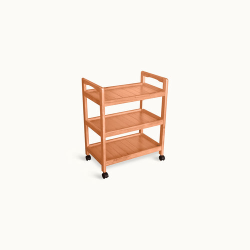 LUCIANA Wine Rack Tea Tray Trolley Full Solid Wood Caramel Colour