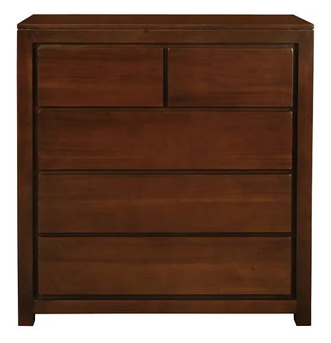 LYLA WYNHAM Amsterdam 5 Drawer Teak Chest of Drawers Tallboy