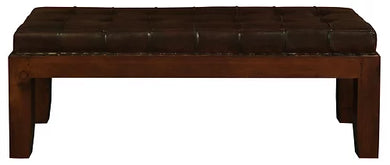 Faith WYNHAM Amsterdam Large Studded Leather Teak Bench 120 cm