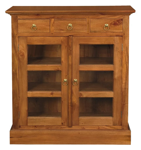 AMARA Tasmania 3 Drawer Small Teak Display Cabinet