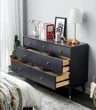 Load image into Gallery viewer, ADELINE COURTYARD Dresser Chest of Drawer Solid Wood Black, Walnut, White, Natural Color