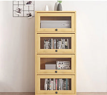 Load image into Gallery viewer, Brielle Glass Display Cabinet Bookcase Solid Wood ( Natural Color )