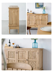 GENESIS French Morrocan Buffet Retro Solid Wood Carved Sideboard TV Console Cabinet