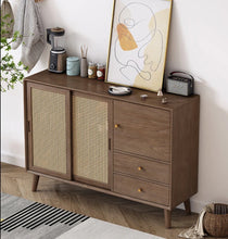 Load image into Gallery viewer, HAILEY Rattan Buffet Cabinet Sideboard Sliding Doors Coastal Island Living Solid Wood ( 2 Color 2 Size )