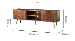 LILAH Herringbone TV Console Solid Wood American Ash Cabinet