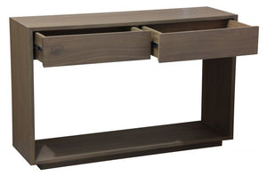 OSCAR WYNHAM 2 Drawer Sofa Table Teak Solid Wood - Latte