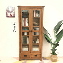 Load image into Gallery viewer, ETHAN Nordic Solid Oak Wood Large Glass Display Cabinet Bookshelf