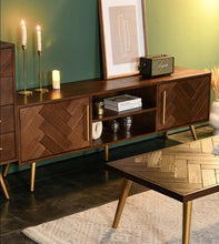 Load image into Gallery viewer, LILAH Herringbone TV Console Solid Wood American Ash Cabinet