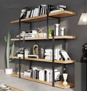 MAVIS Industrial Solid Wood Bookcase Display Shelf