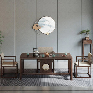 JACQUELINE NEW YORK RITZ Chinese Style Modern Minimalist Tea Table Dining Conference Solid Wood and Chair Set